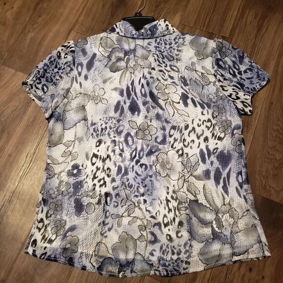 Alfred Dunner Women's Gray Blue Black Button Dress Shirt Sz 12 - Picture 3 of 7